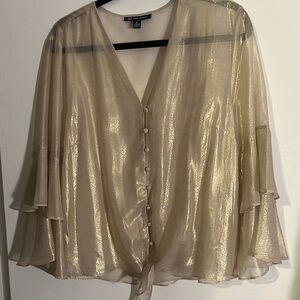 INC Elegant Gold Sheer Blouse
